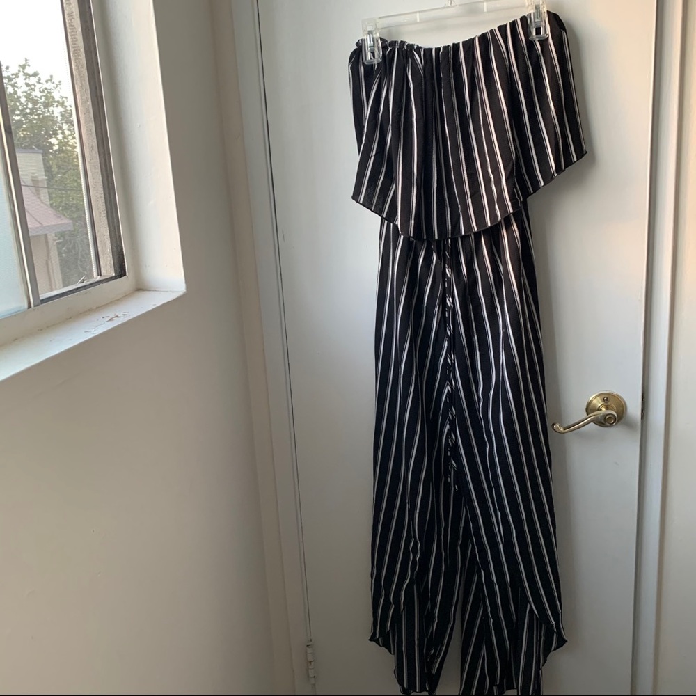 Striped Strapless Jumpsuit